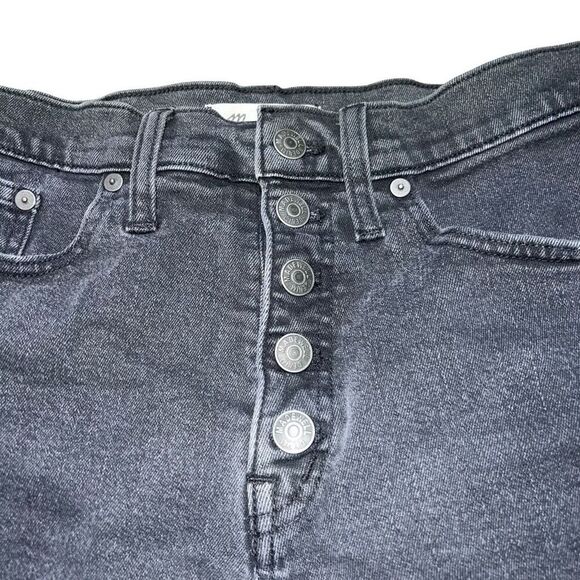 MADEWELL Button Fly High Waist Black Denim Short Size 26 - Picture 3 of 8